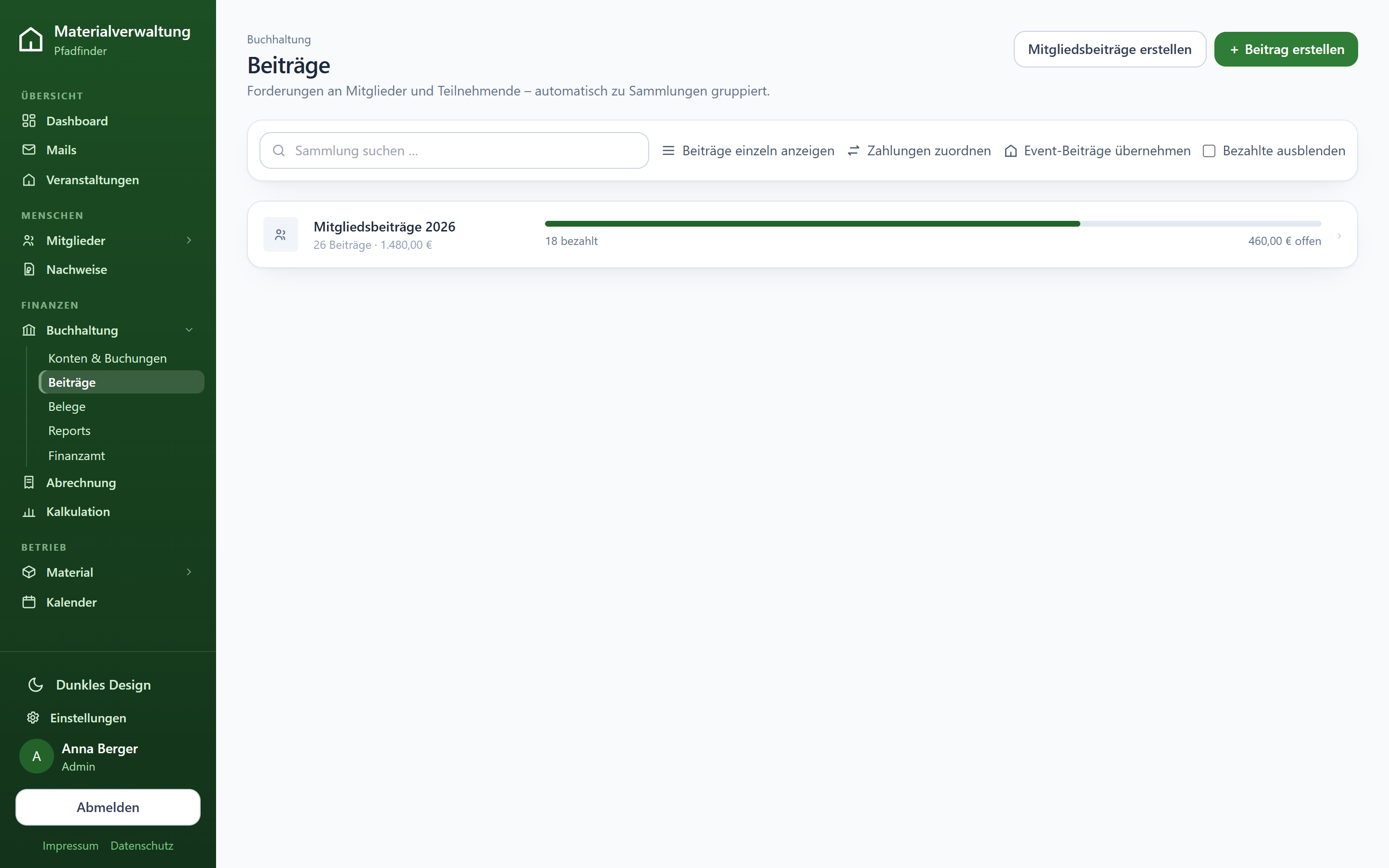 Beiträge mit Sammlungen und Zahlungsstatus