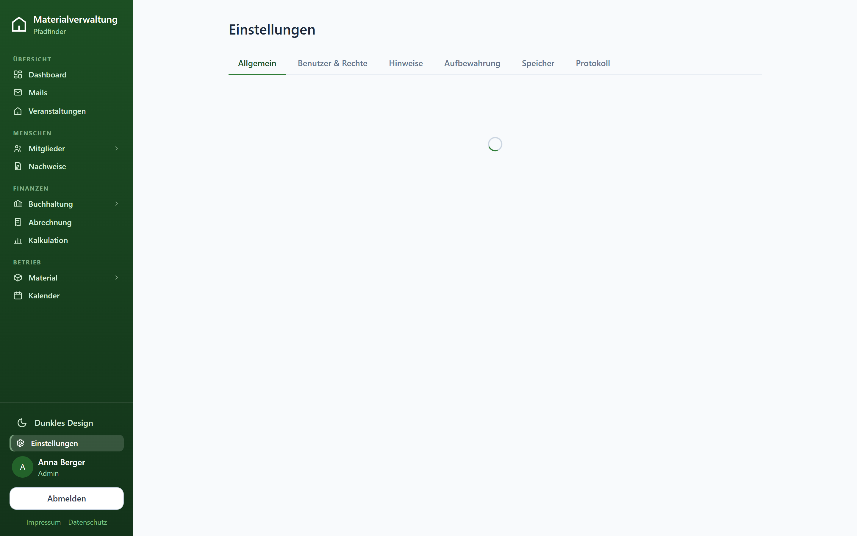 Allgemeine Einstellungen mit Branding